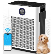 Air Purifier,FRESHDEW Air Purifiers for Home Up to 2300ft² With Smart WiFi,Air Quality and Sensors,Washable Filters Double-sided Air Inlet,H13 HEPA Filter Air Purifier for Bedroom,Pets with Timer 22dB